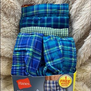 Mens Hanes 5 pk No Gap fly Fabric Boxers LG NEW